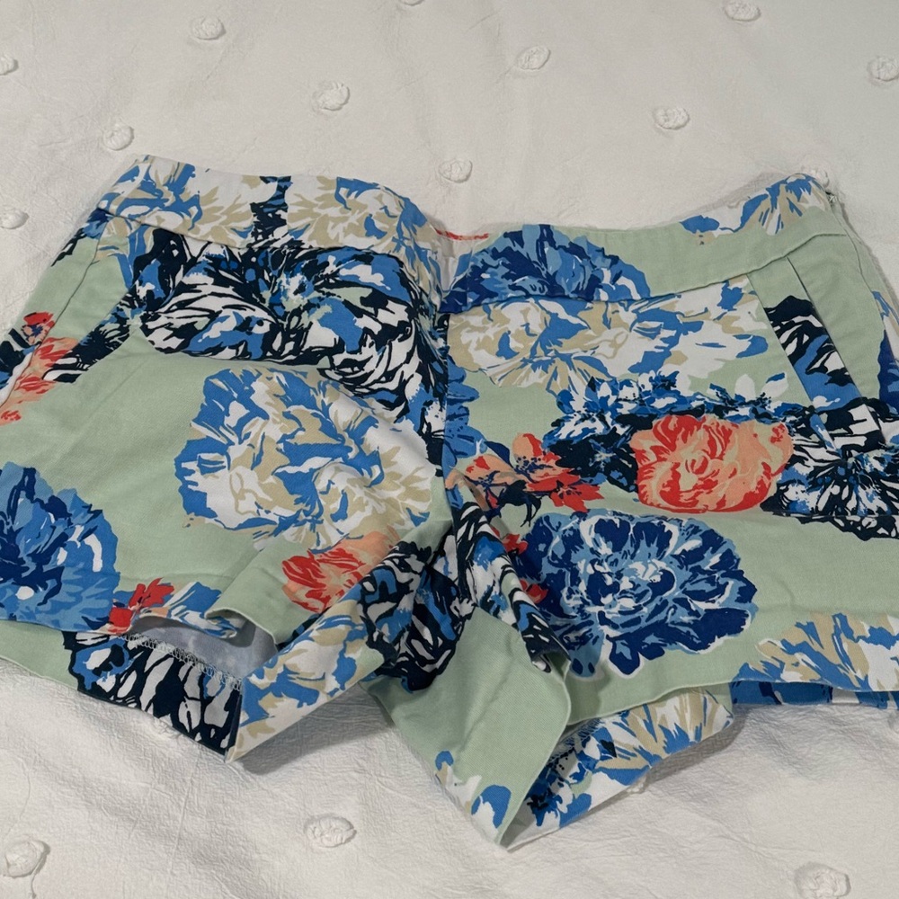 J. Crew Floral Women Shorts - Blue and Green